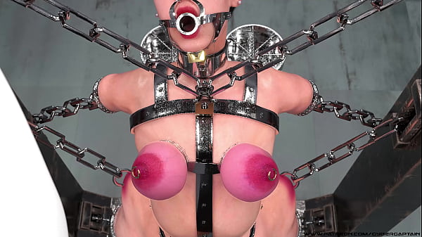Amputee Slave in Metal Bondage – Gagged and Caged in Chastity Belt!