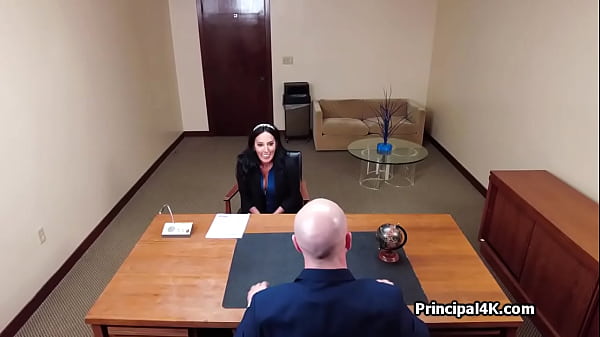 Mature teacher gags on bosses big dick at the office