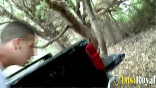 Kevin White fucking Linda India a skinny Arab Milf in the woods